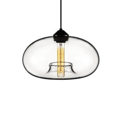 Aurora Gray Handblown Modern Glass Pendant Light, Made in the USA