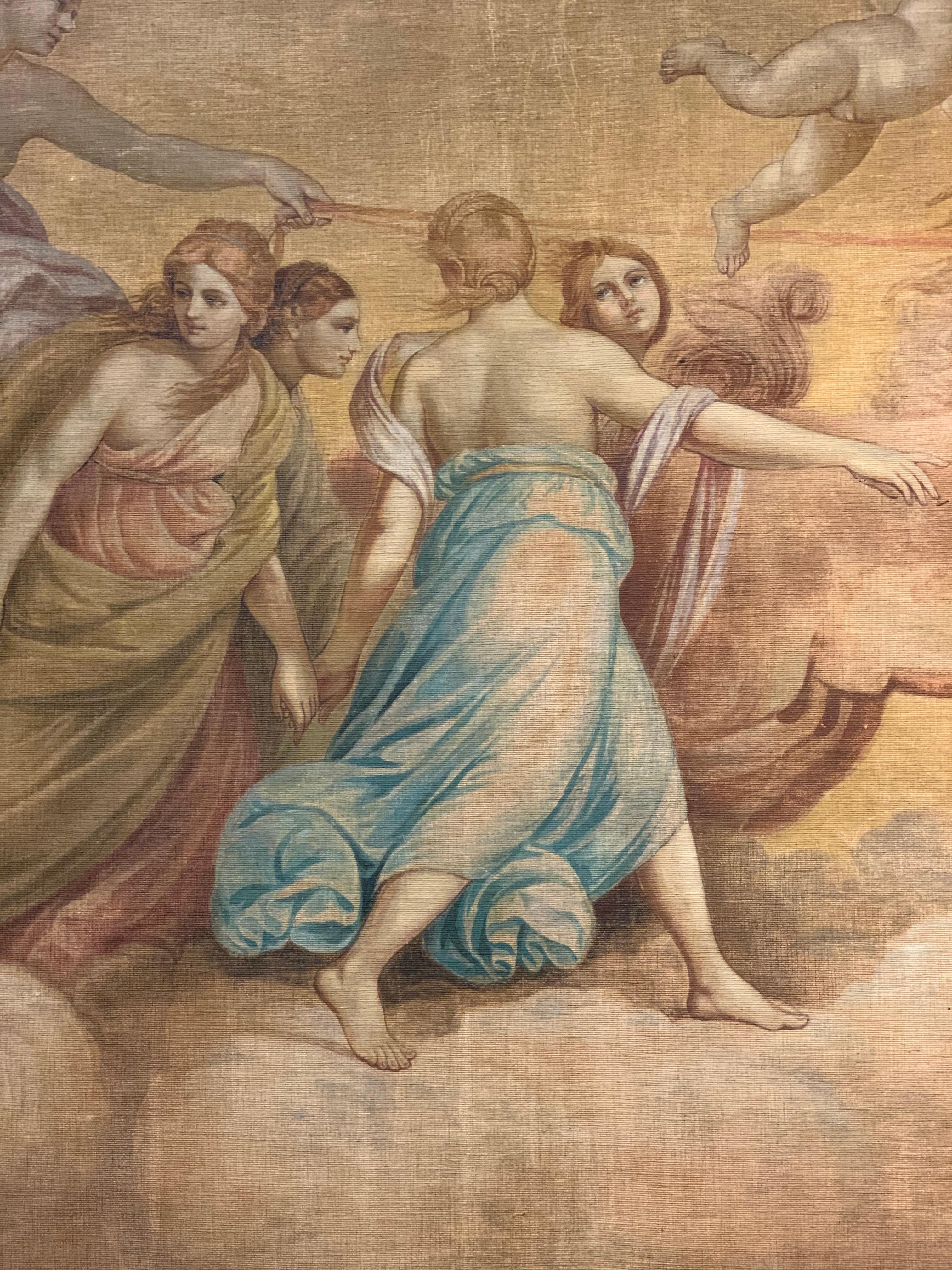 Italian 'Aurora', Large Painting on Canvas