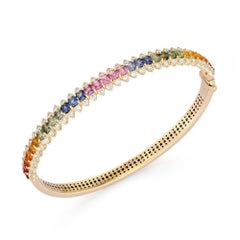 Aurora Luxe 14K (oder 18k auf Anfrage) Gold Gradient Sapphire Diamond Armband