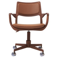 Sedia da ufficio Aurora in stile moderno in legno massiccio, schienale imbottito, seduta in pelle