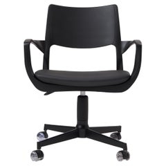 Aurora Office Chair by Simonini: Black Wood & Leather, swivel, adjustable height