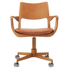Aurora Office Chair by Simonini: Solid Wood & Leather, Swivel, adjustable height
