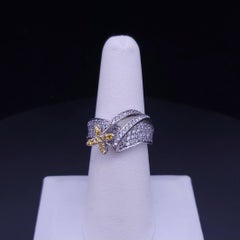 Aurora Pavé Diamond Crossover Ring in 14K White Gold with Yellow & White Diamond