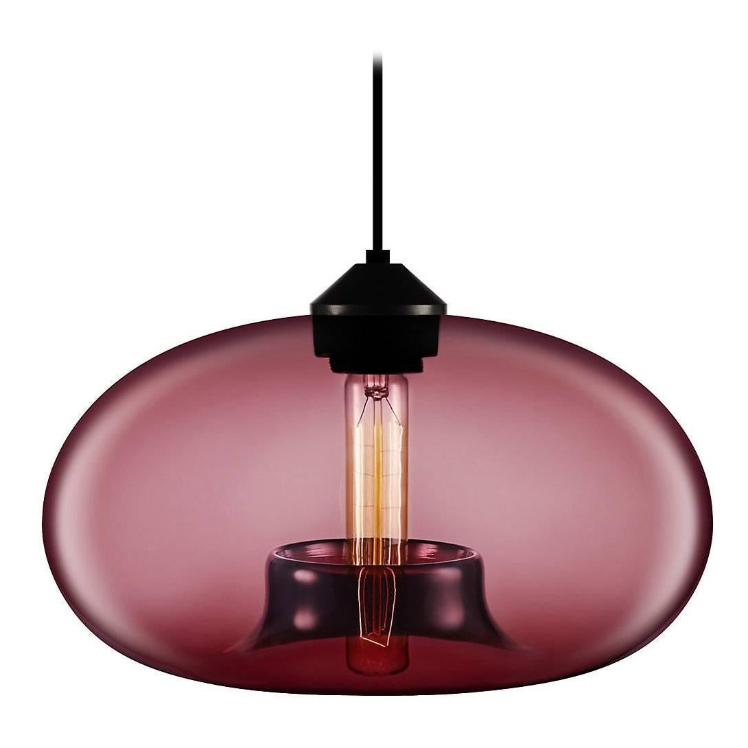 Lampe à suspension moderne Aurora Plum en verre soufflé à la main, fabriquée aux États-Unis