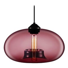 Aurora Plum Handblown Modern Glass Pendant Light, Made in the USA