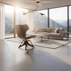 Aurora, contemporary design leather armchair with solid walnut base