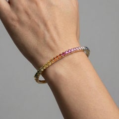 Brazalete con bisagra Aurora Zafiro Arcoiris 14K (18K a medida) Oro Amarillo