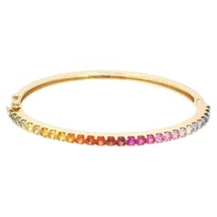 Brazalete con bisagra Aurora Zafiro Arcoiris 14K (18K a medida) Oro Amarillo