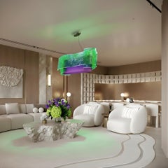 Aurora Sculptural Glass Chandelier by MainGUILTY in Fused Green & Purple Glass