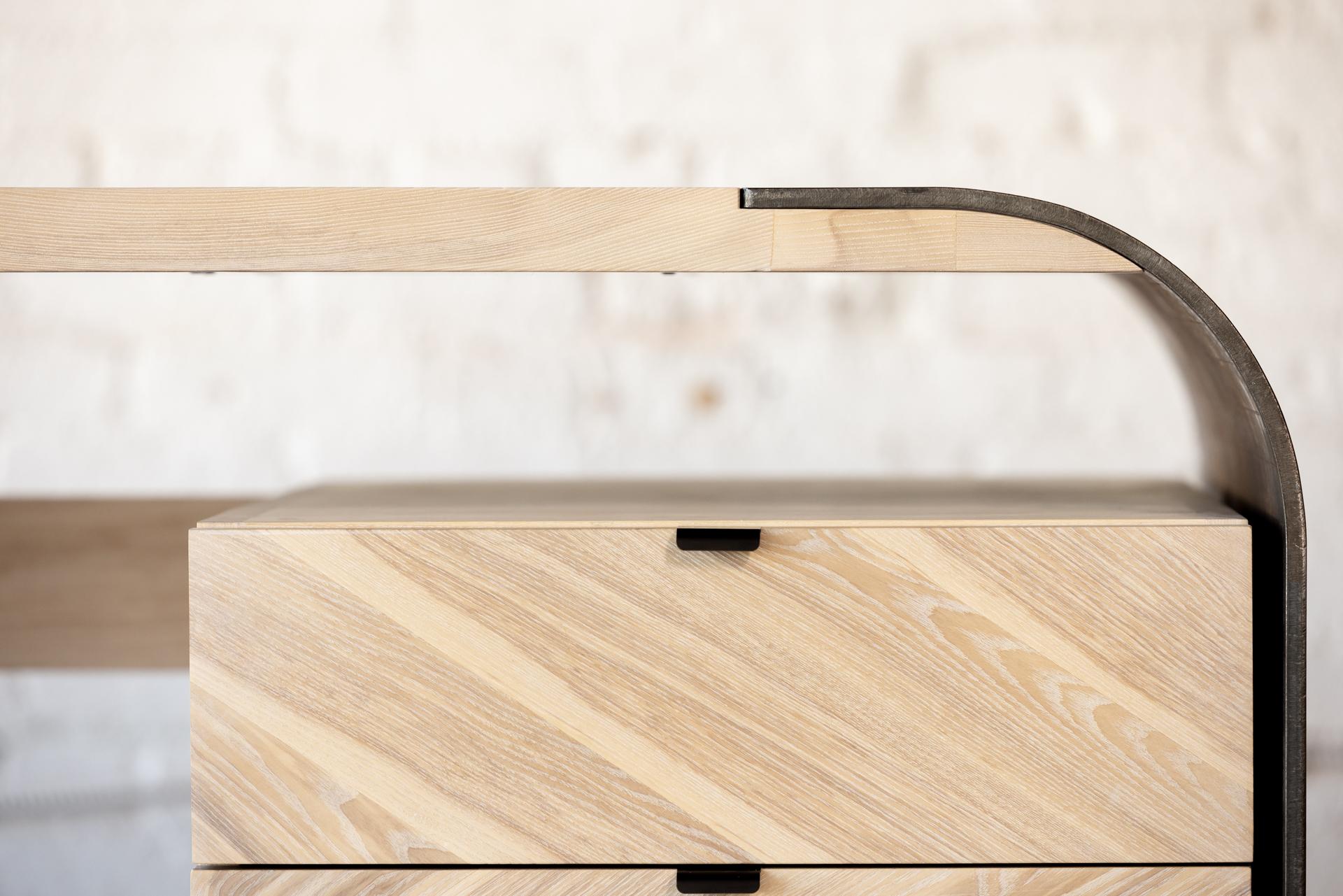 Aurora Sculptural Steel and Ash Wood Desk by Autonomous Furniture For Sale 4