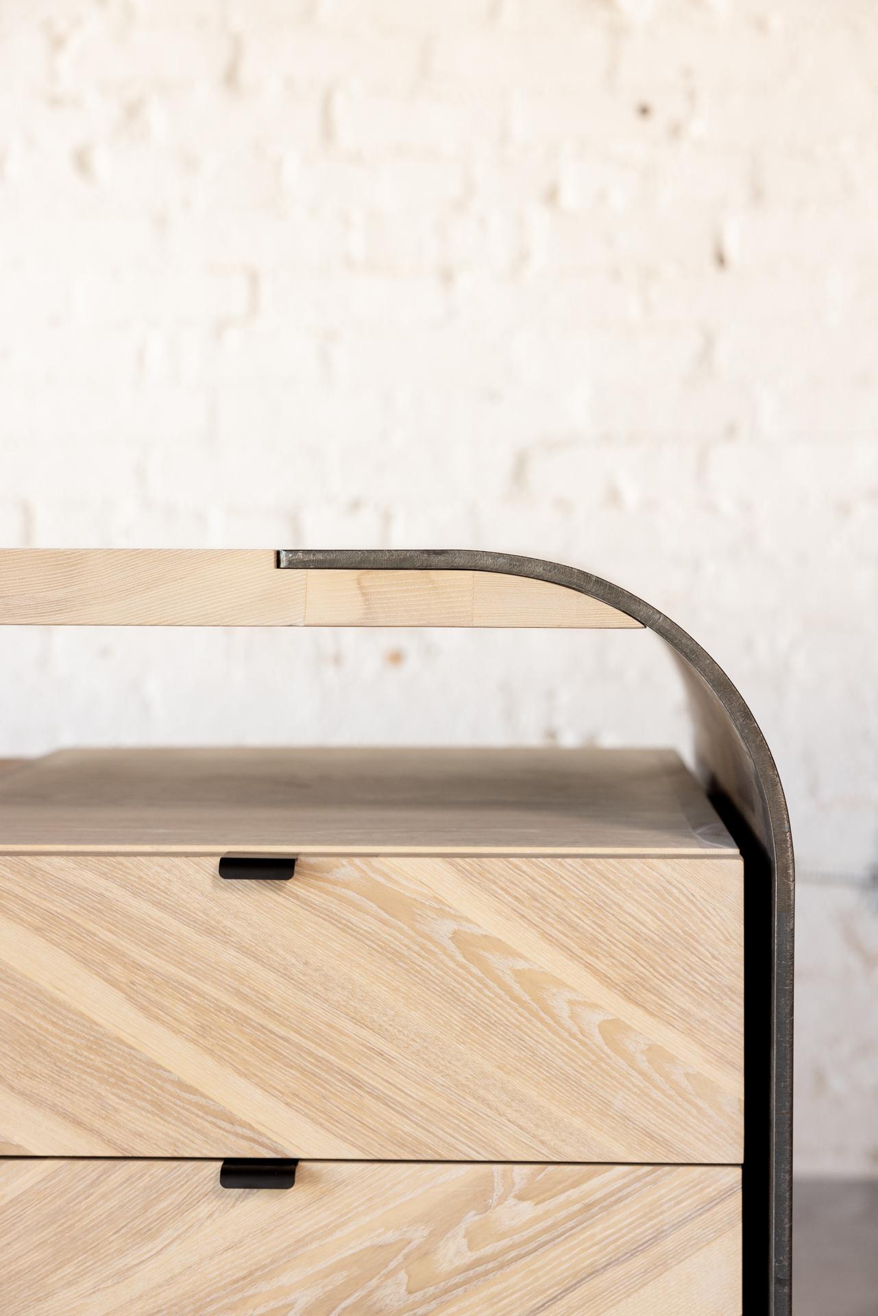 Aurora Sculptural Steel and Ash Wood Desk by Autonomous Furniture For Sale 1