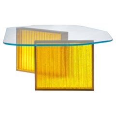 Aurora Table II, Amber Cast Glass Coffee Table