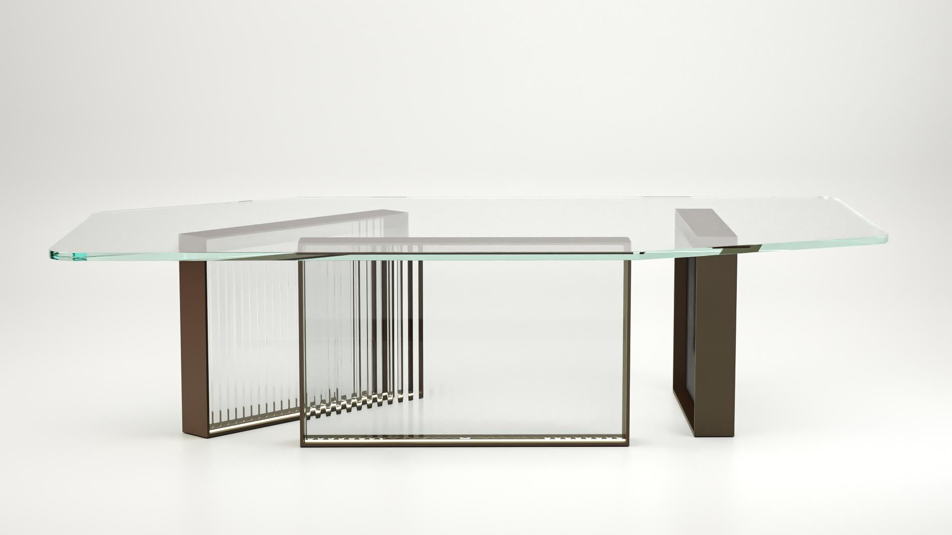 Aurora Table III, Smoke Glass Coffee Table In New Condition In Houston, TX