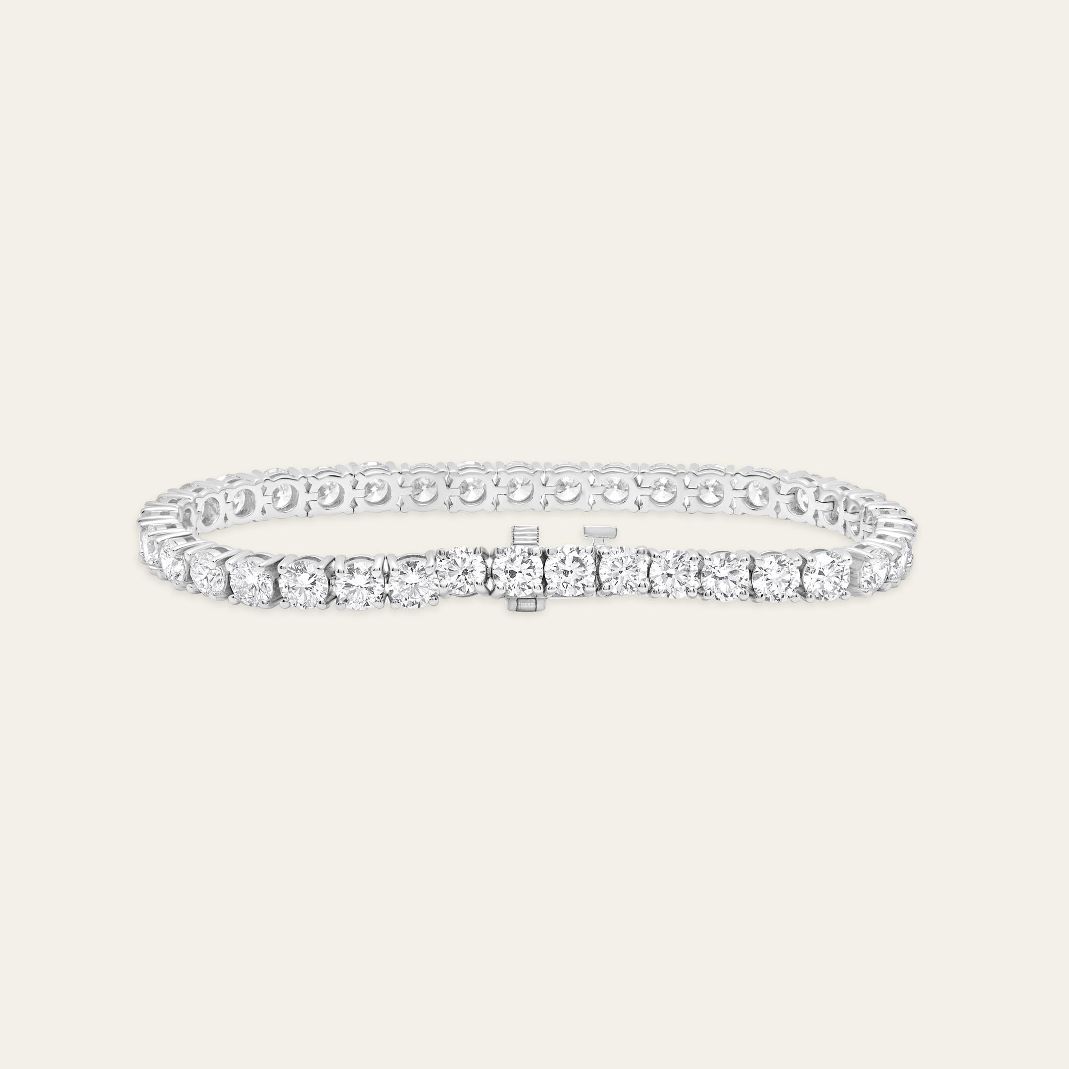 Contemporary Aurora 12 Carat Round Diamond Tennis Bracelet For Sale