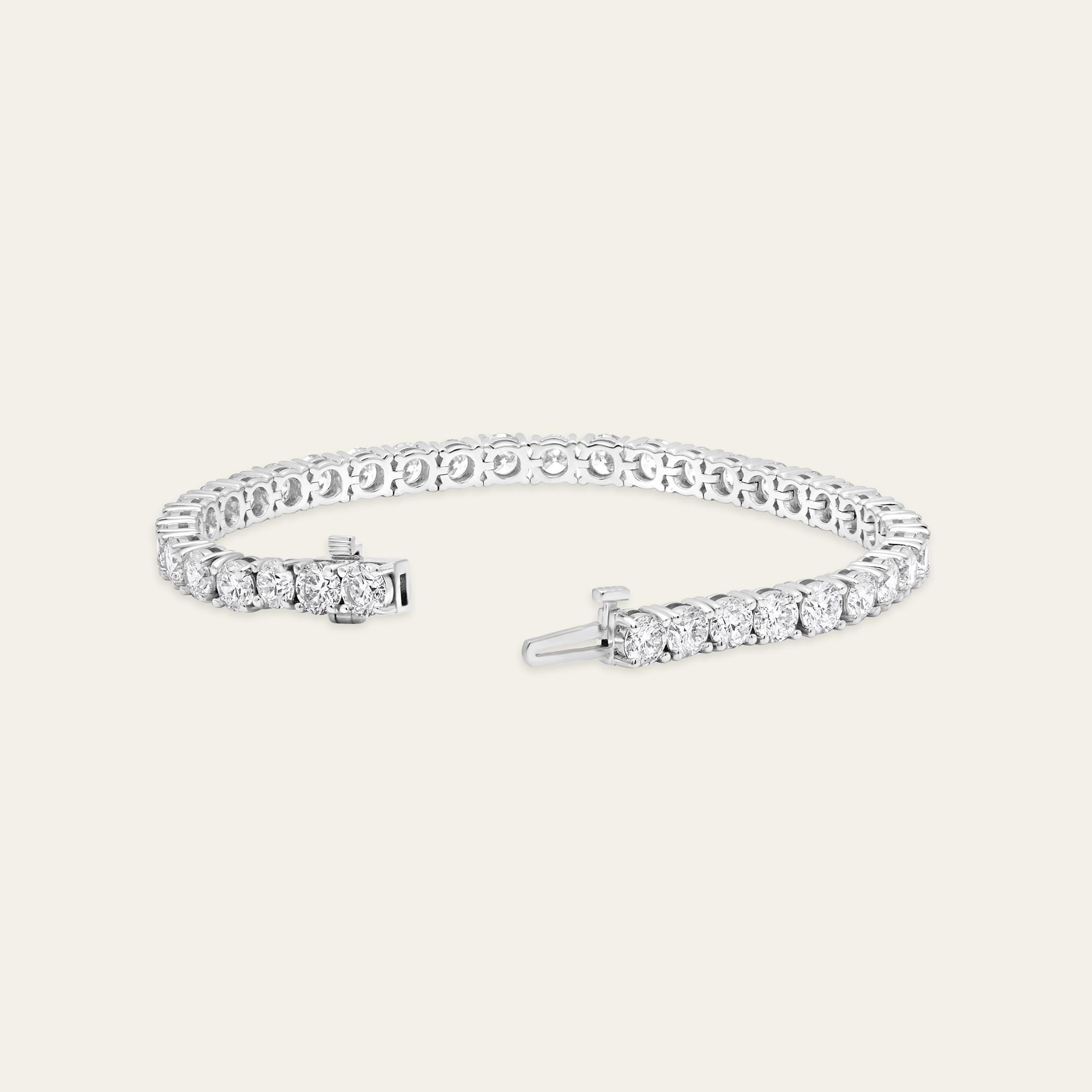 Round Cut Aurora 12 Carat Round Diamond Tennis Bracelet For Sale
