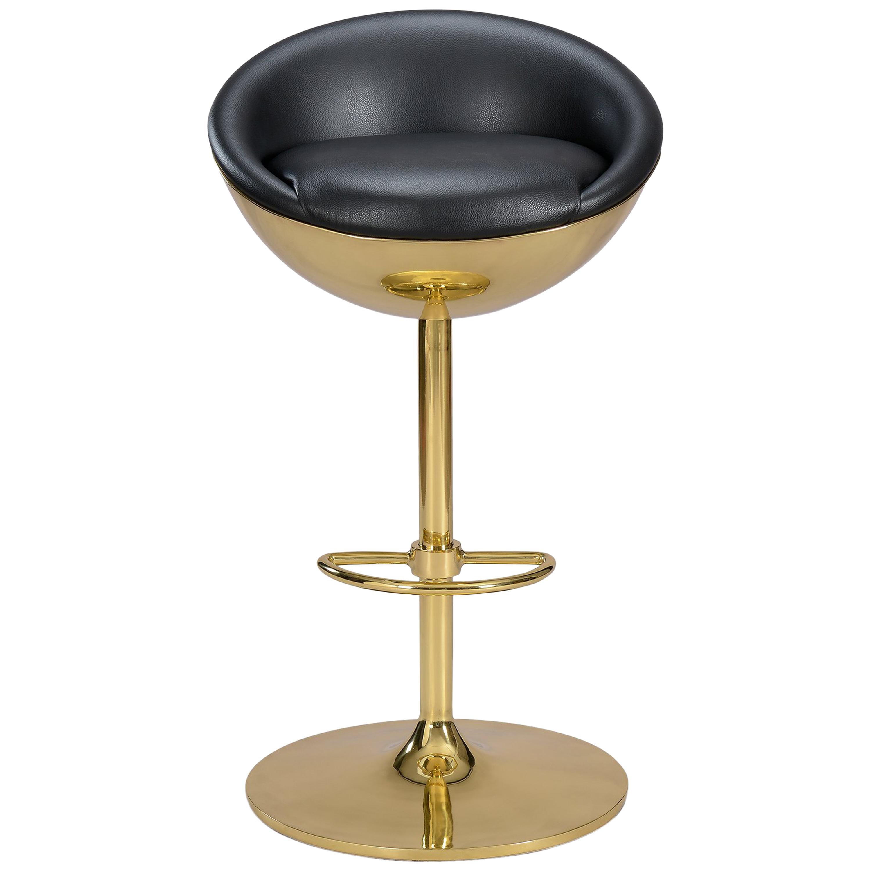 Vintage Polished Brass Stool at 1stdibs