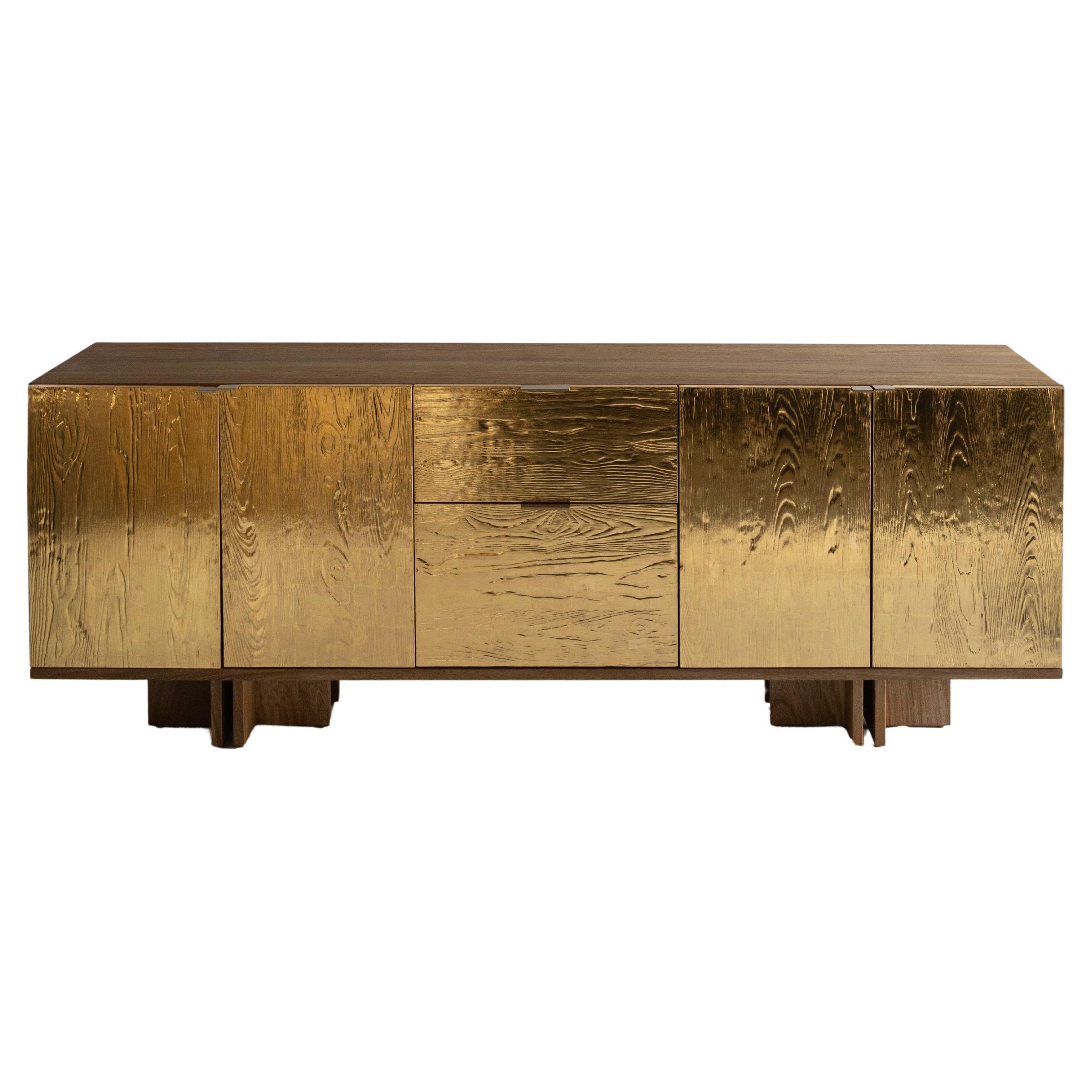 AURUM Anrichte, Esche und rosa Morada-Holz, 23k Gold im Angebot