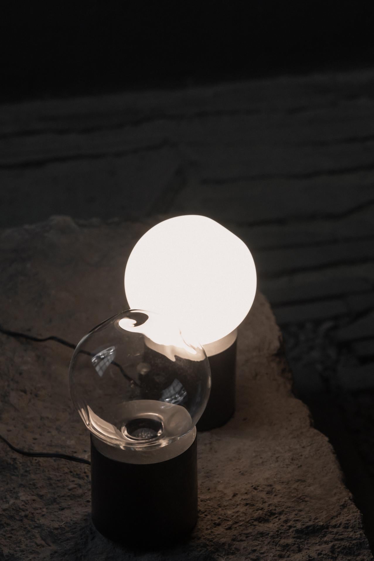 Mexican Aurum Table Lamp with Round Base & Glass Sphere Shade by Nuumbra For Sale