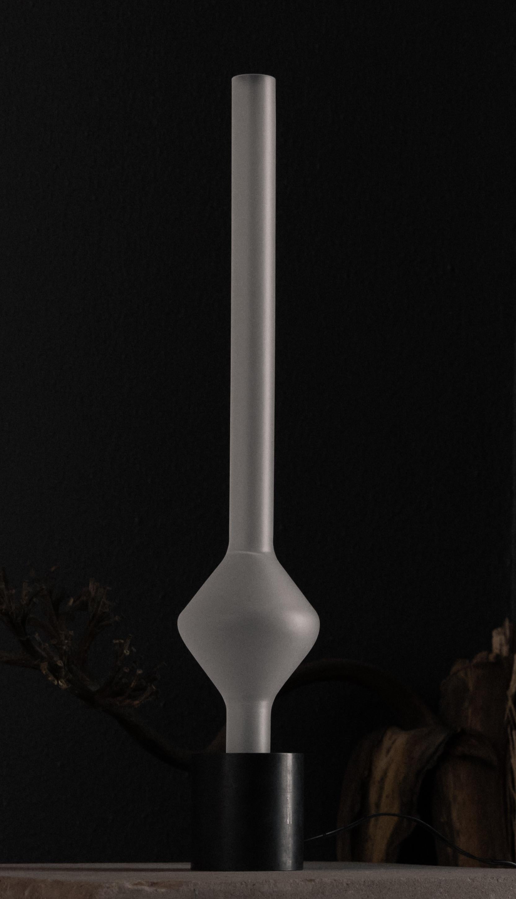 Modern Aurum Table Lamp with Round Base & Long Glass Sphere Shade by Nuumbra For Sale