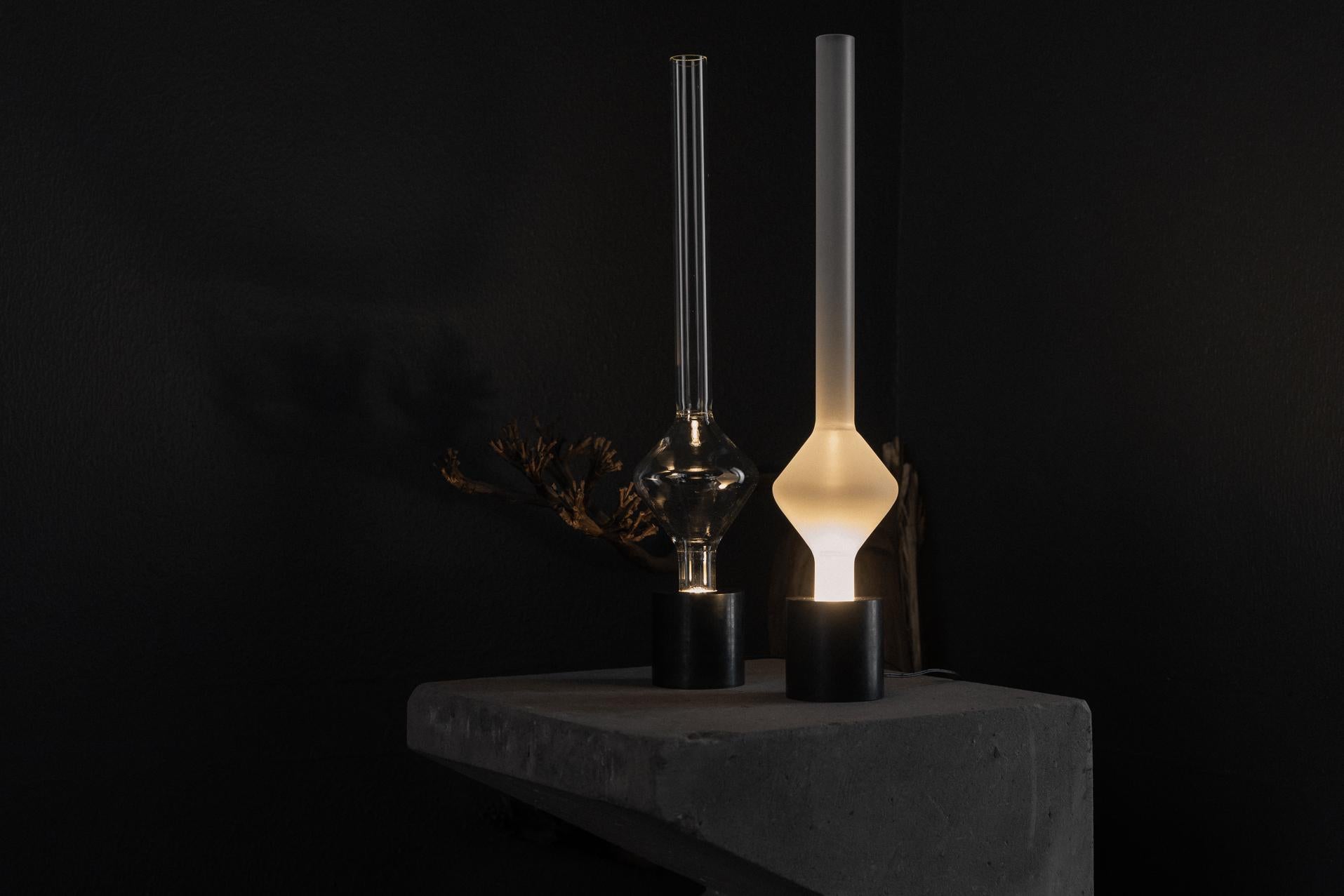 Aurum Table Lamp with Round Base & Long Glass Sphere Shade by Nuumbra In New Condition For Sale In Geneve, CH