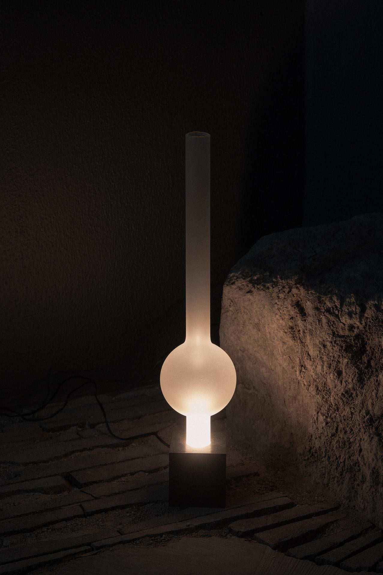 Aurum Table Lamp with Round Base & Long Glass Sphere Shade by Nuumbra For Sale 1