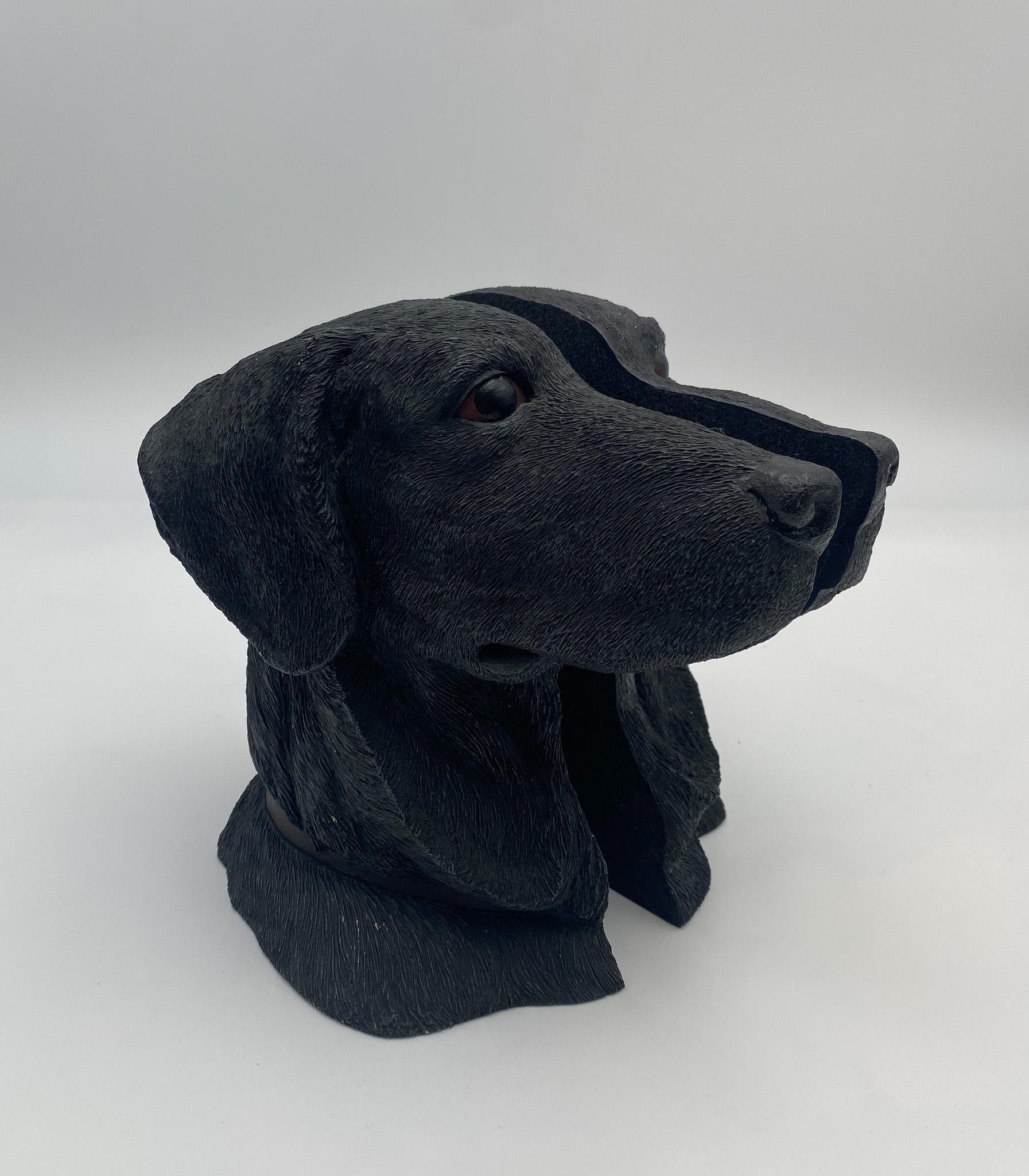 Aus-Ben Studios Black Labrador Dog Head Bookends, United States, circa 1987 For Sale 3