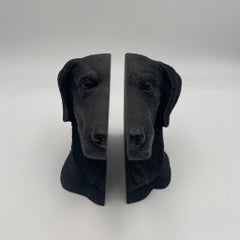 Aus-Ben Studios Black Labrador Dog Head Bookends, United States, circa 1987