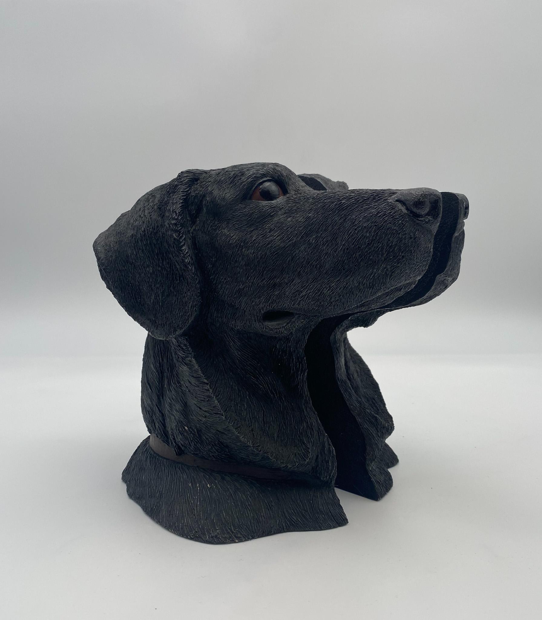 20th Century Aus-Ben Studios Black Labrador Dog Head Bookends, United States, circa 1987 For Sale