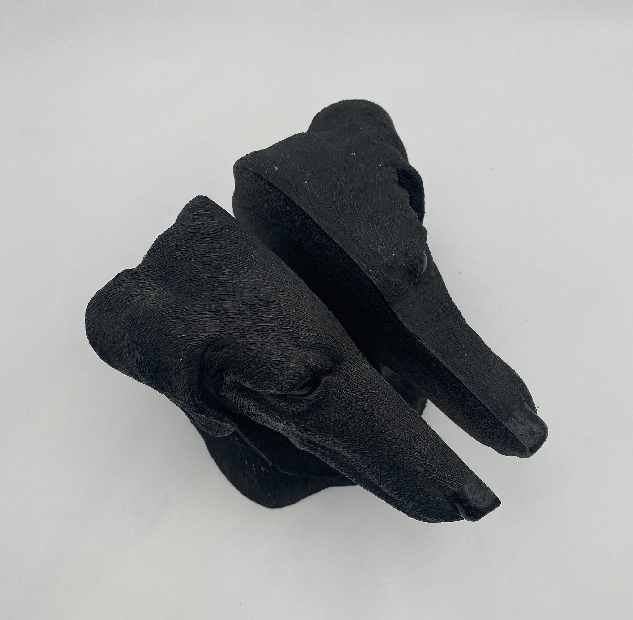 Resin Aus-Ben Studios Black Labrador Dog Head Bookends, United States, circa 1987 For Sale