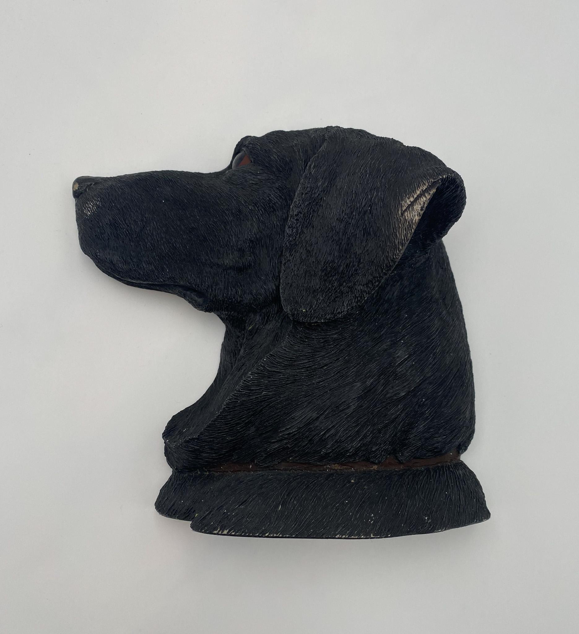 Aus-Ben Studios Black Labrador Dog Head Bookends, United States, circa 1987 For Sale 1
