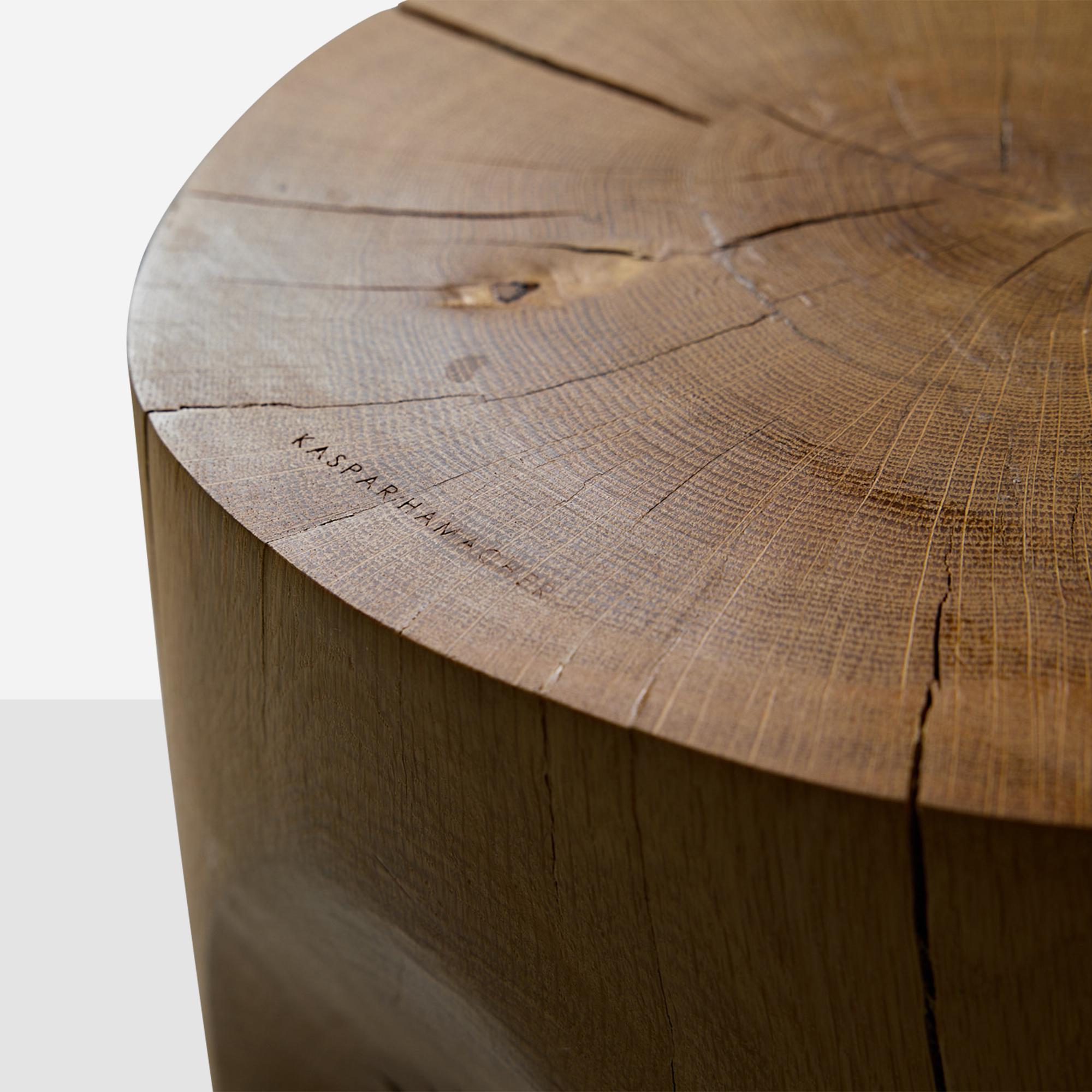 Oak Ausgebrannt Stool by Kaspar Hamacher For Sale