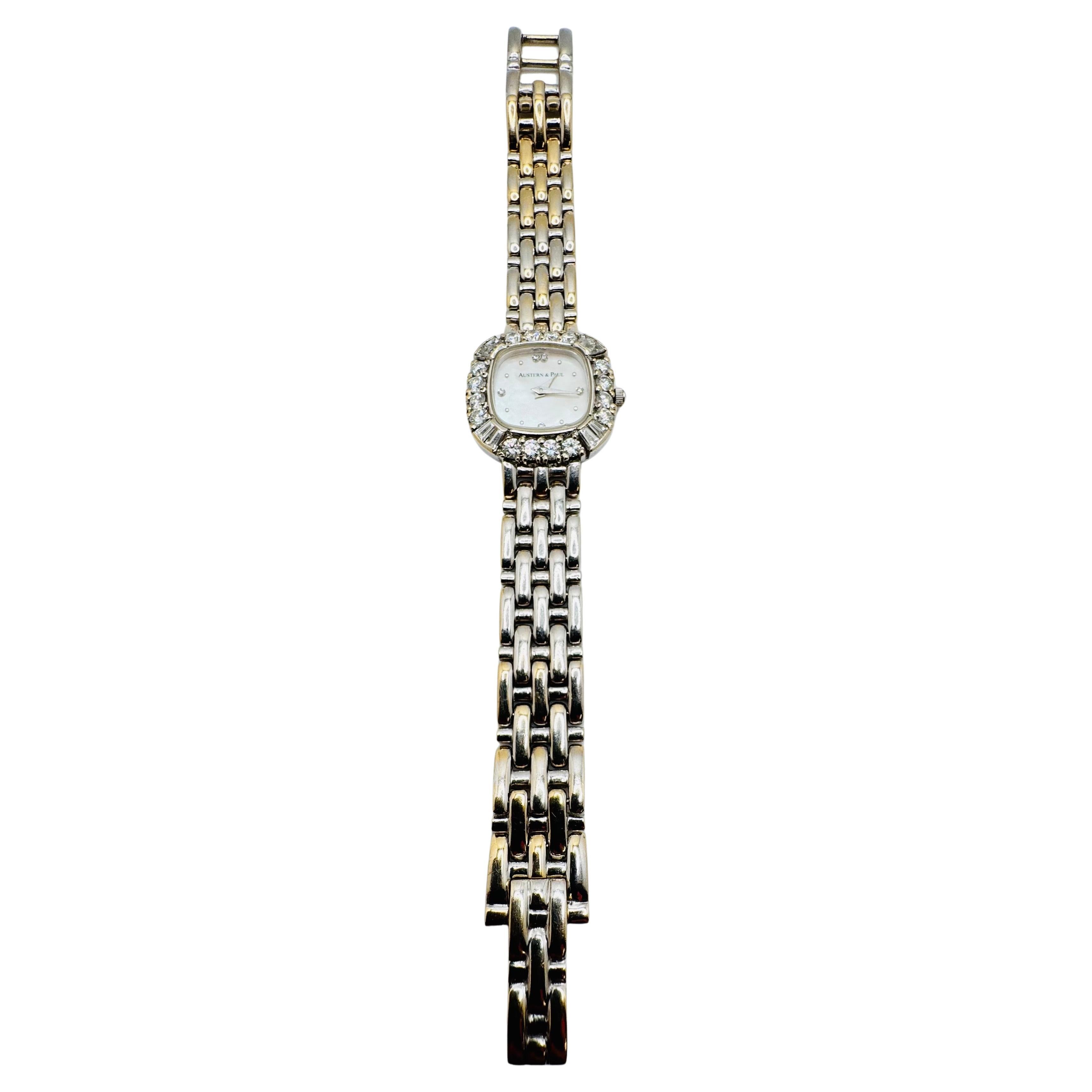 Reloj de diamantes Austern & Paul de oro blanco de 18 quilates, 1,92 ctw, 58,28 g en venta