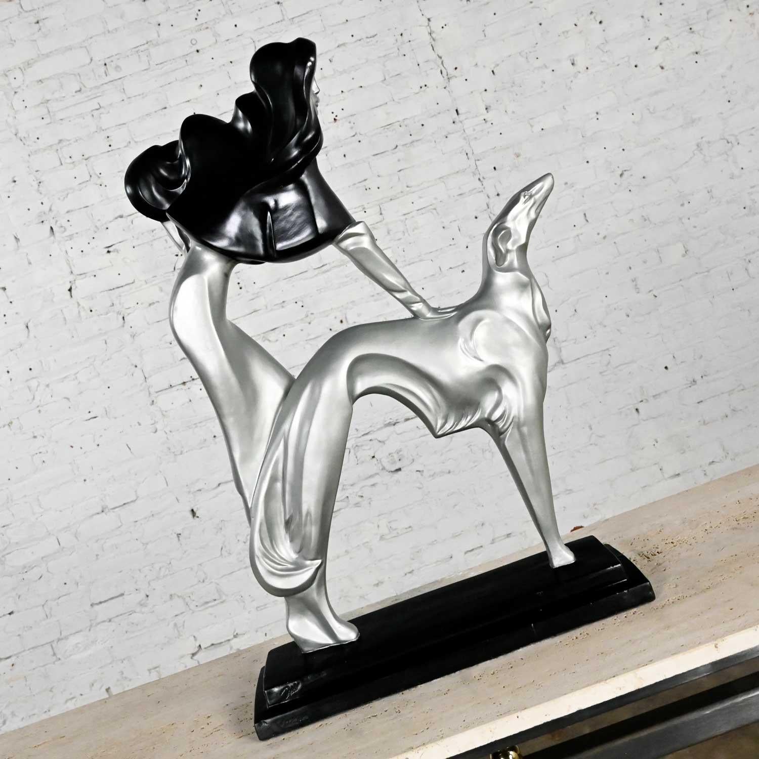 20th Century Austin Afternoon Stroll Art Deco Revival Lady Borzoi Dog Statue Alexsander Danel