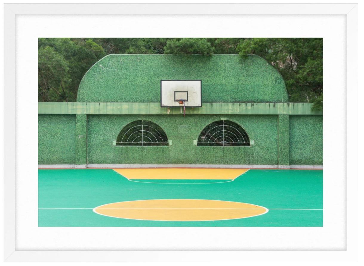 THIS PIECE IS AVAILABLE FRAMED.  Please reach out to the gallery for additional information. 

ABOUT THIS PIECE: Hong Kong has the most basketball courts of any city in the world. This bold claim is difficult to verify, but in his Hong Kong