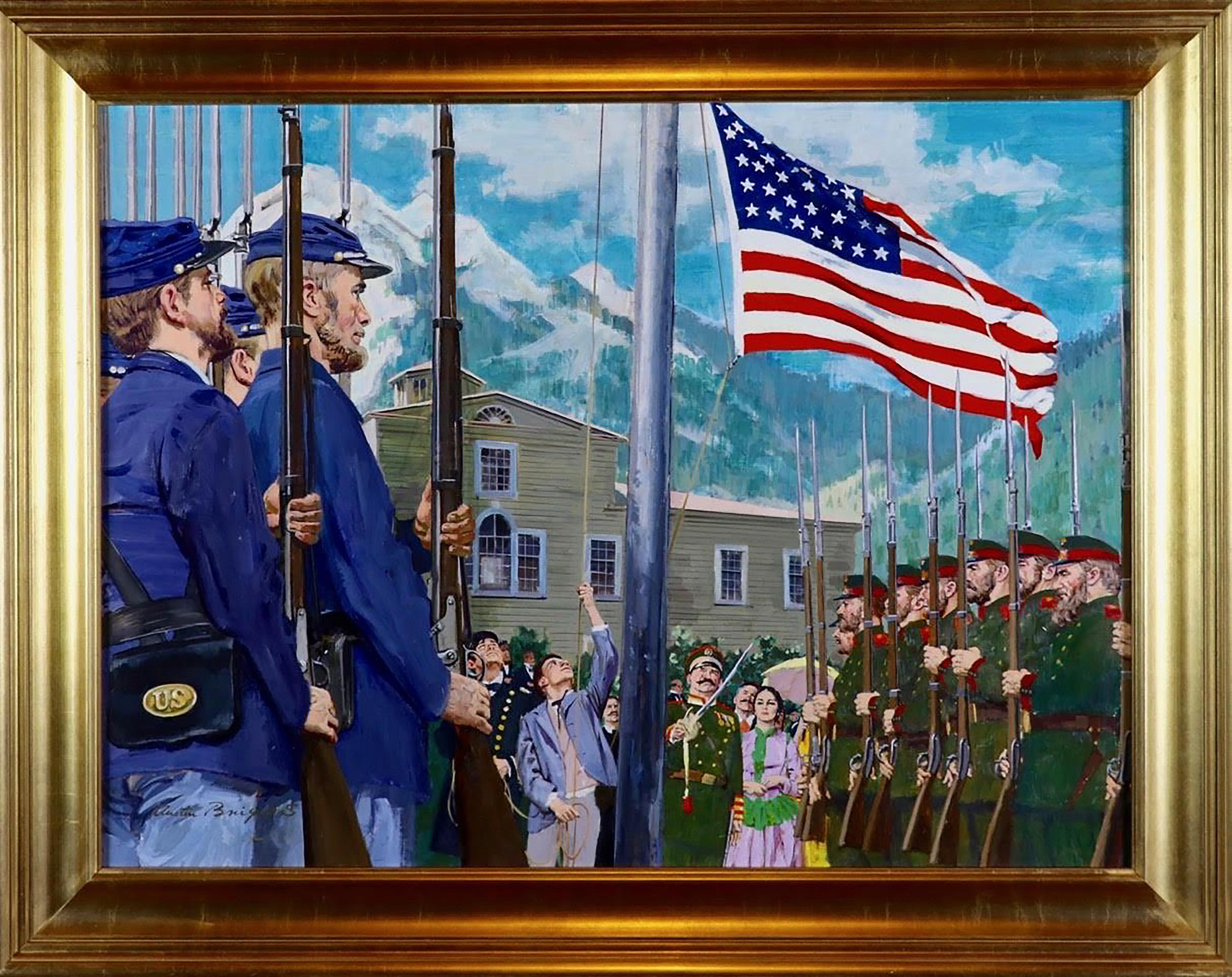 Old Glory Rises Over Alaska  - Painting by Austin Briggs