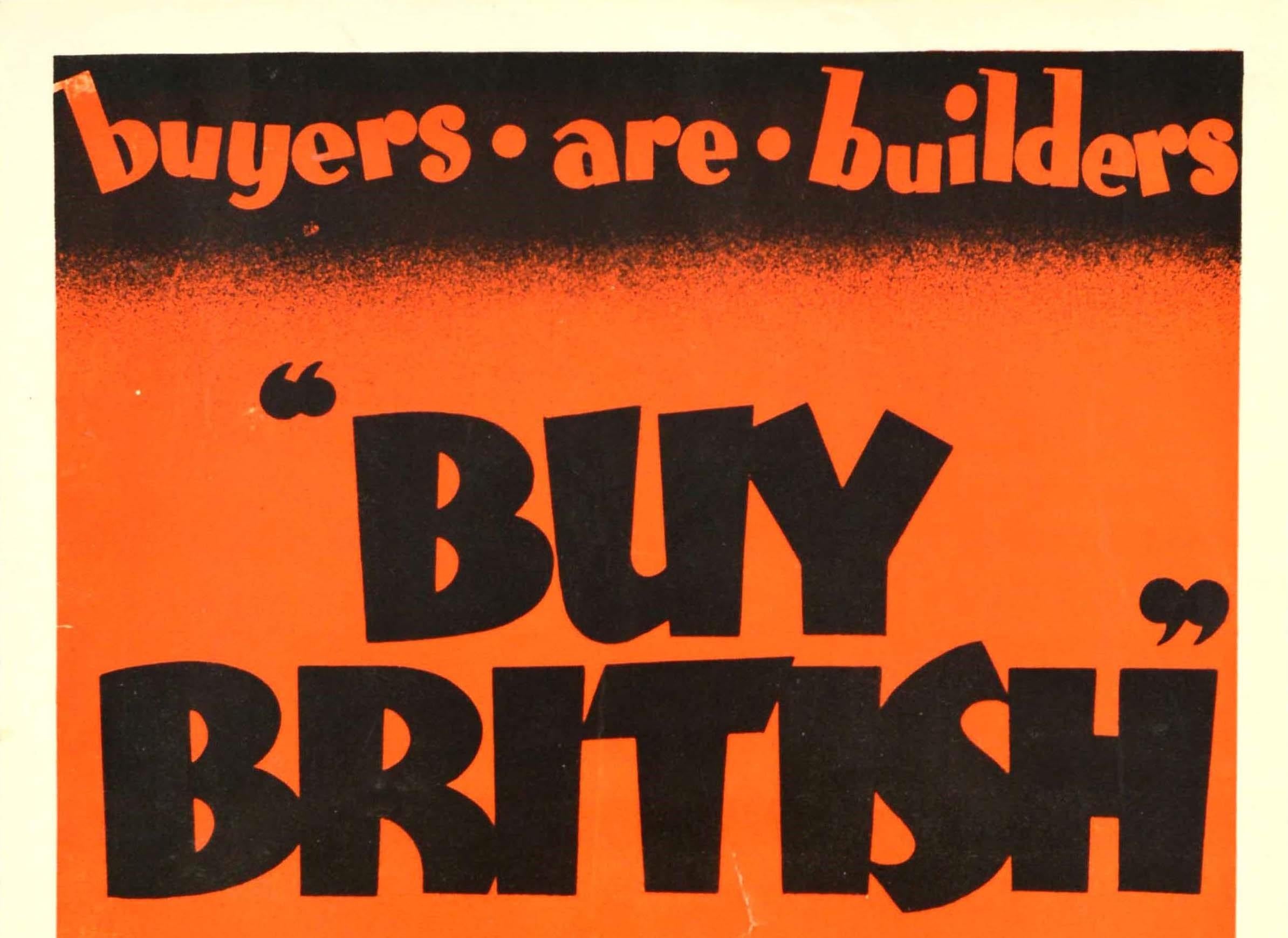 Original Vintage Empire Marketing Board Poster Buy British Trade Home & Overseas - Print by Austin Cooper
