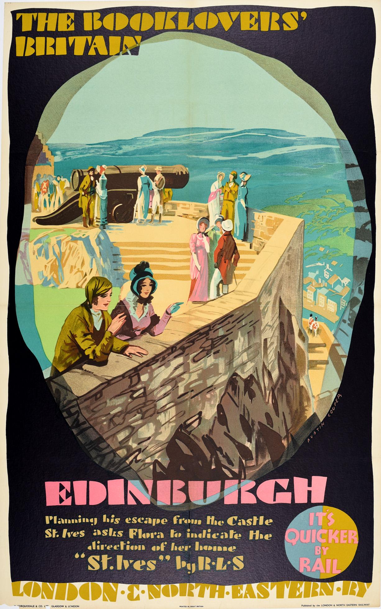 Austin Cooper Print – Original Vintage LNERailway Poster Booklovers Britain Edinburgh Castle Stevenson