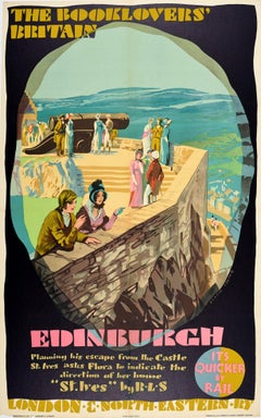 Original Vintage LNERailway Poster Booklovers Britain Edinburgh Castle Stevenson