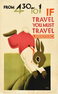 Affiche rétro originale des transports à Londres, Voyage, Art, Dessin de lapin