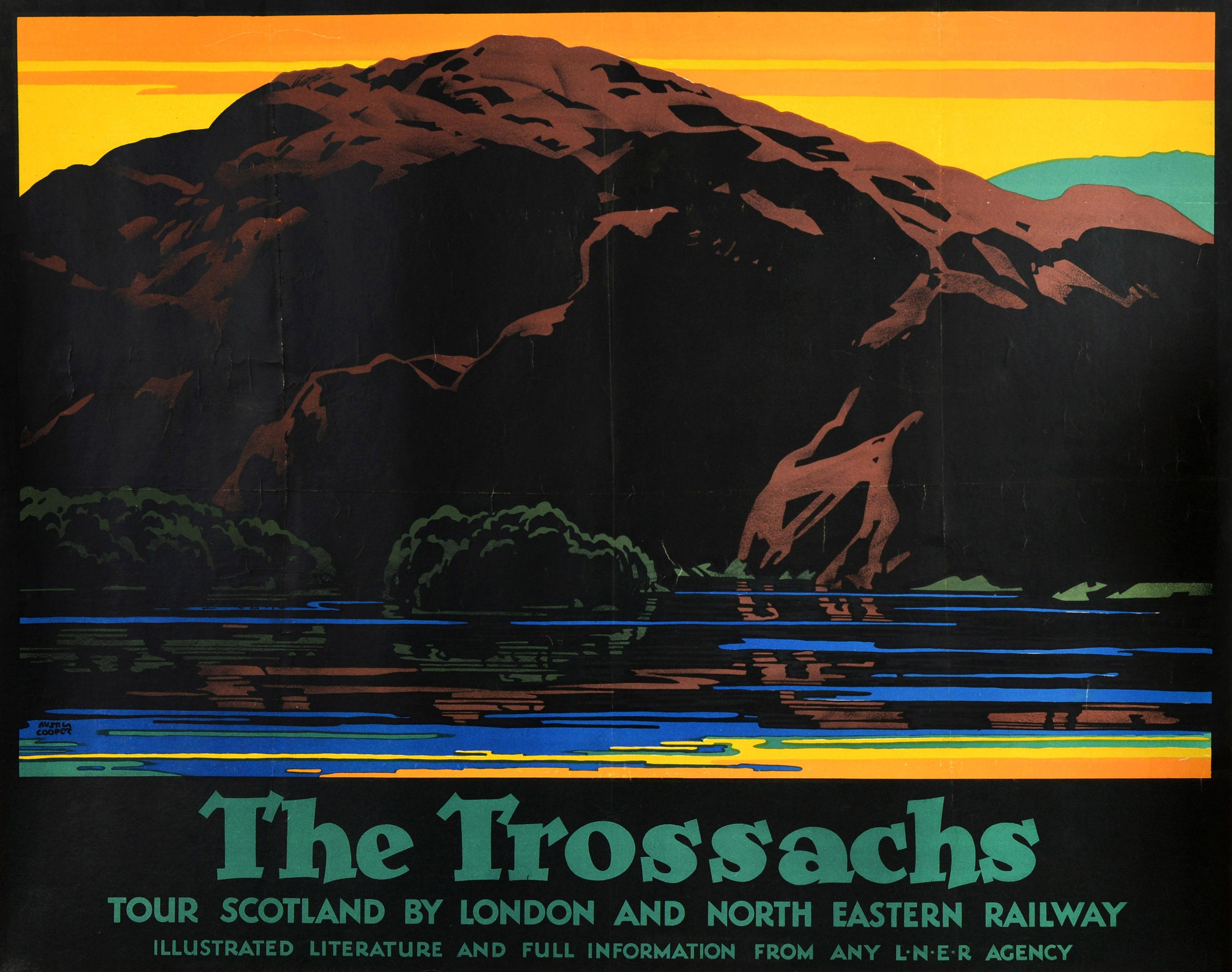 Original Vintage Train Travel Poster The Trossachs Scotland LNER Railway Cooper - Print by Austin Cooper