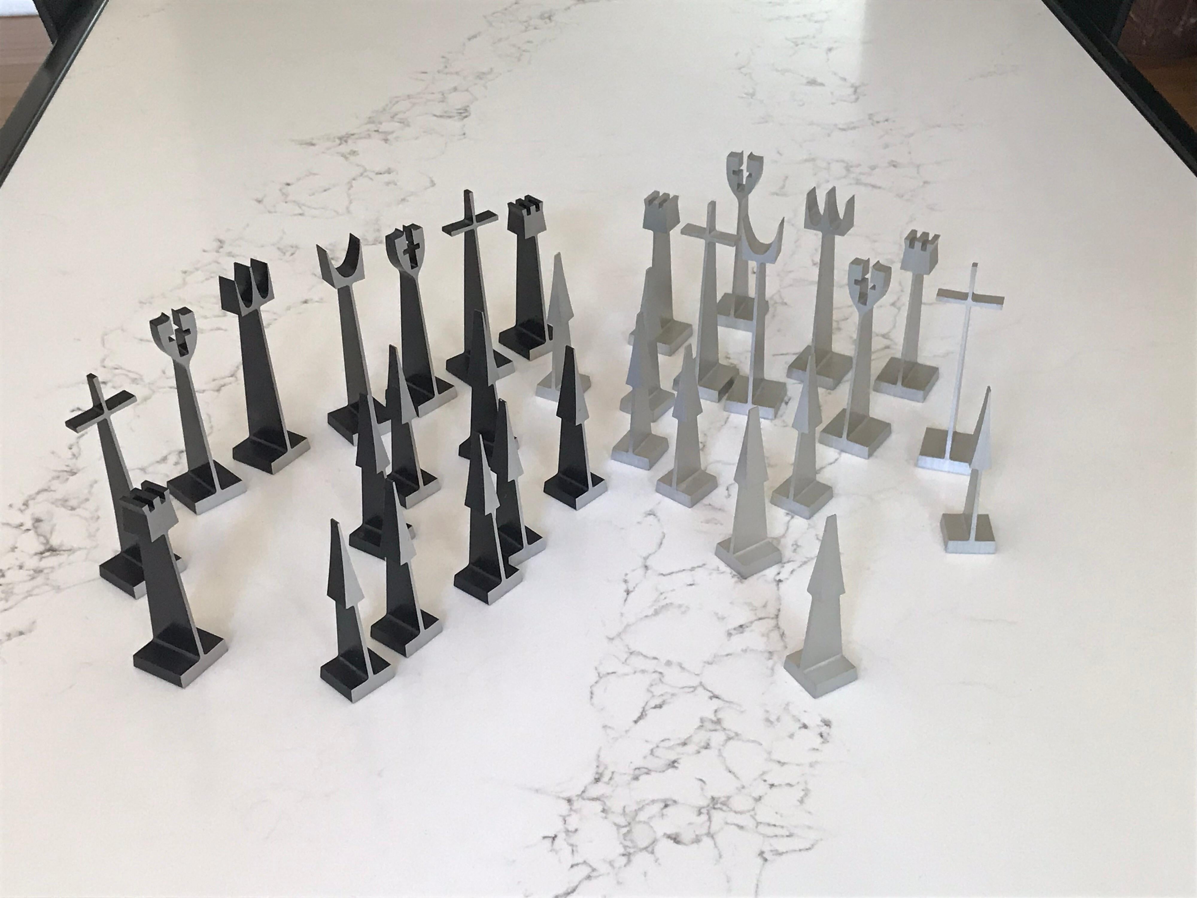 Austin Cox Modernist Aluminum Chess Set, 1962 3