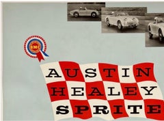AUSTIN HEALEY SPRITE BMC Original Vintage British Motor Car Auto Racing Poster