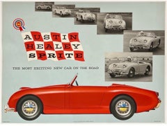 AUSTIN HEALEY SPRITE BMC Original Vintage British Motor Car Auto Racing Poster