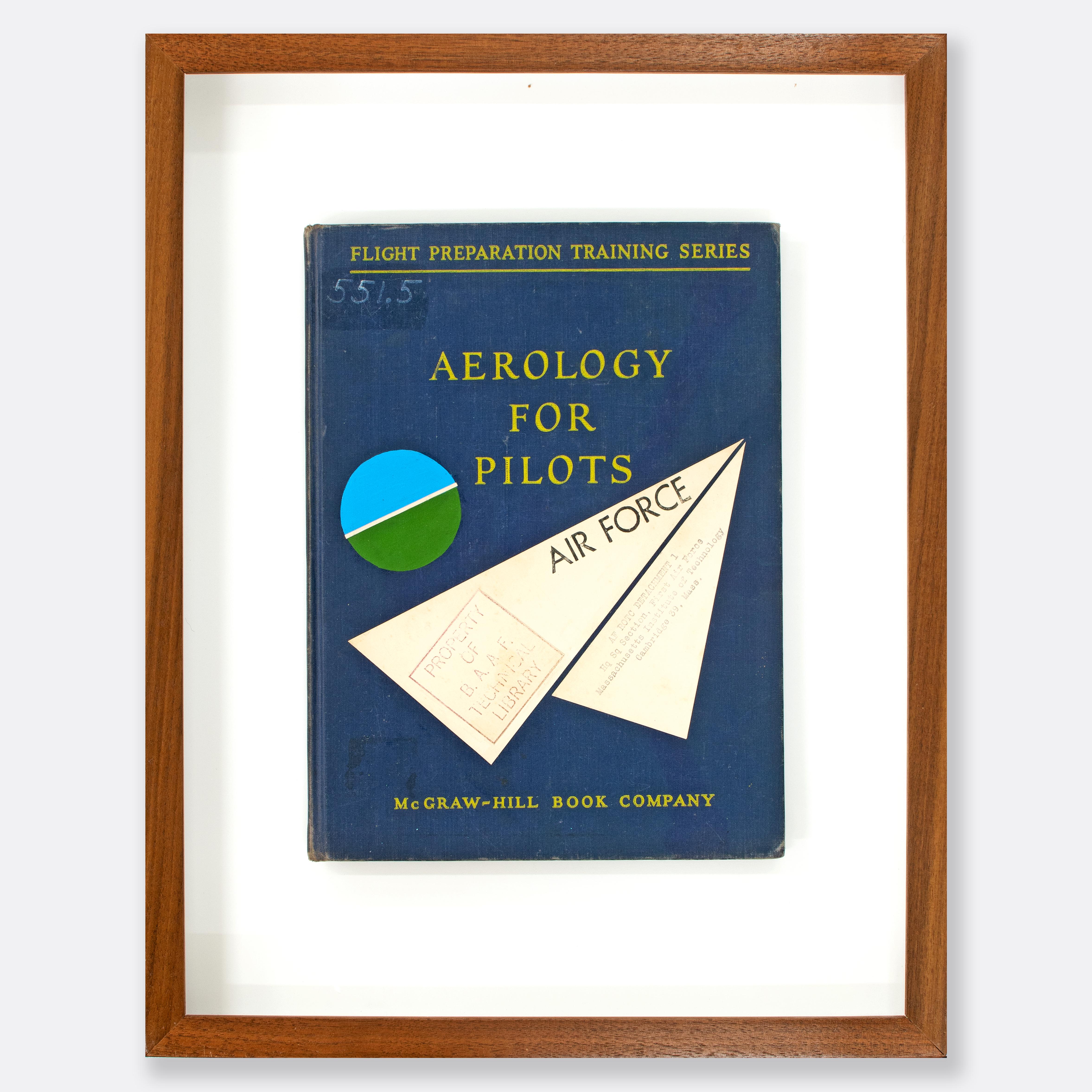 Aerology for Pilots - abstract book art mixed media in handmade frame