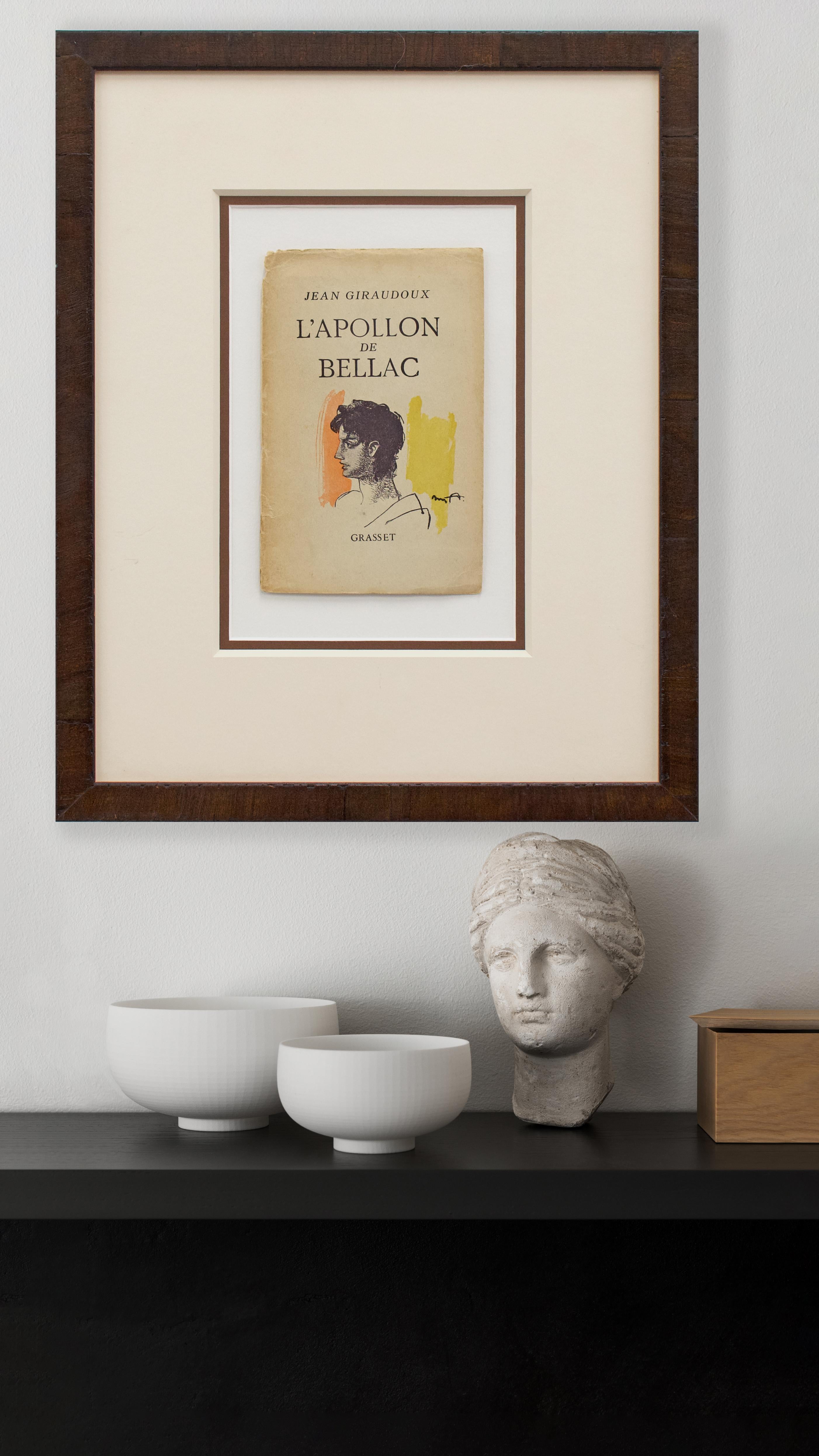 L’Apollon de Bellac - Found book cover mounted and framed in vintage frame - Abstract Art by Austin Kerr