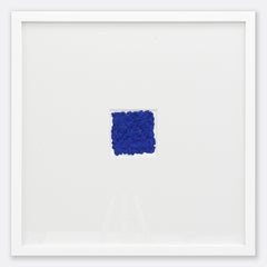 P 200 Series, Cobalt - textured book pages and pigment, framed w/ mat