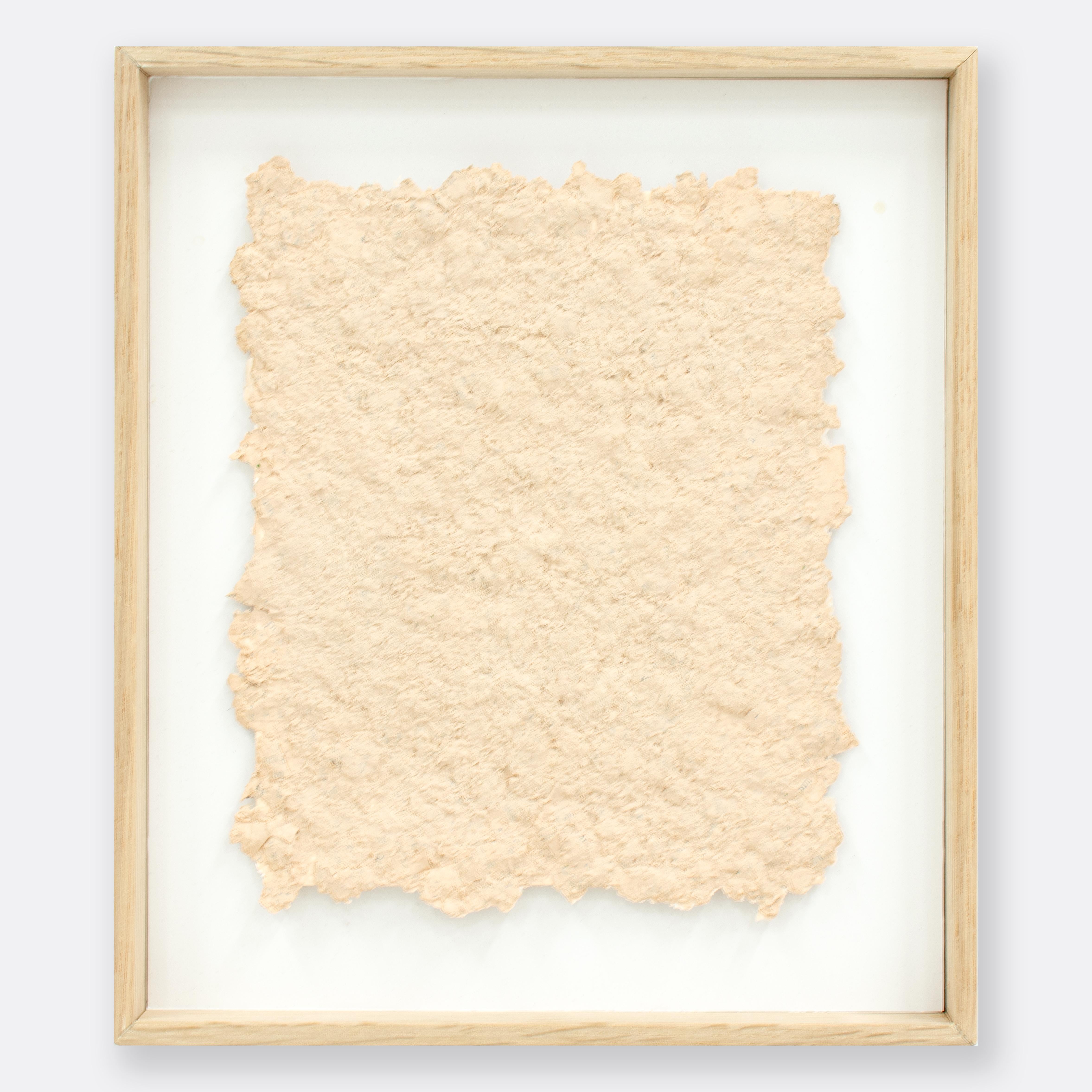 P 300 Series, Blush - textured book pages & pigment in open oak wood frame  - Mixed Media Art by Austin Kerr