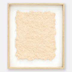 P 300 Series, Blush - textured book pages & pigment in open oak wood frame 