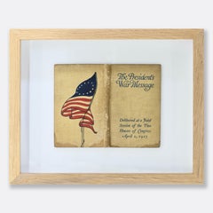 The President's War Message - abstract book art mixed media in handmade frame