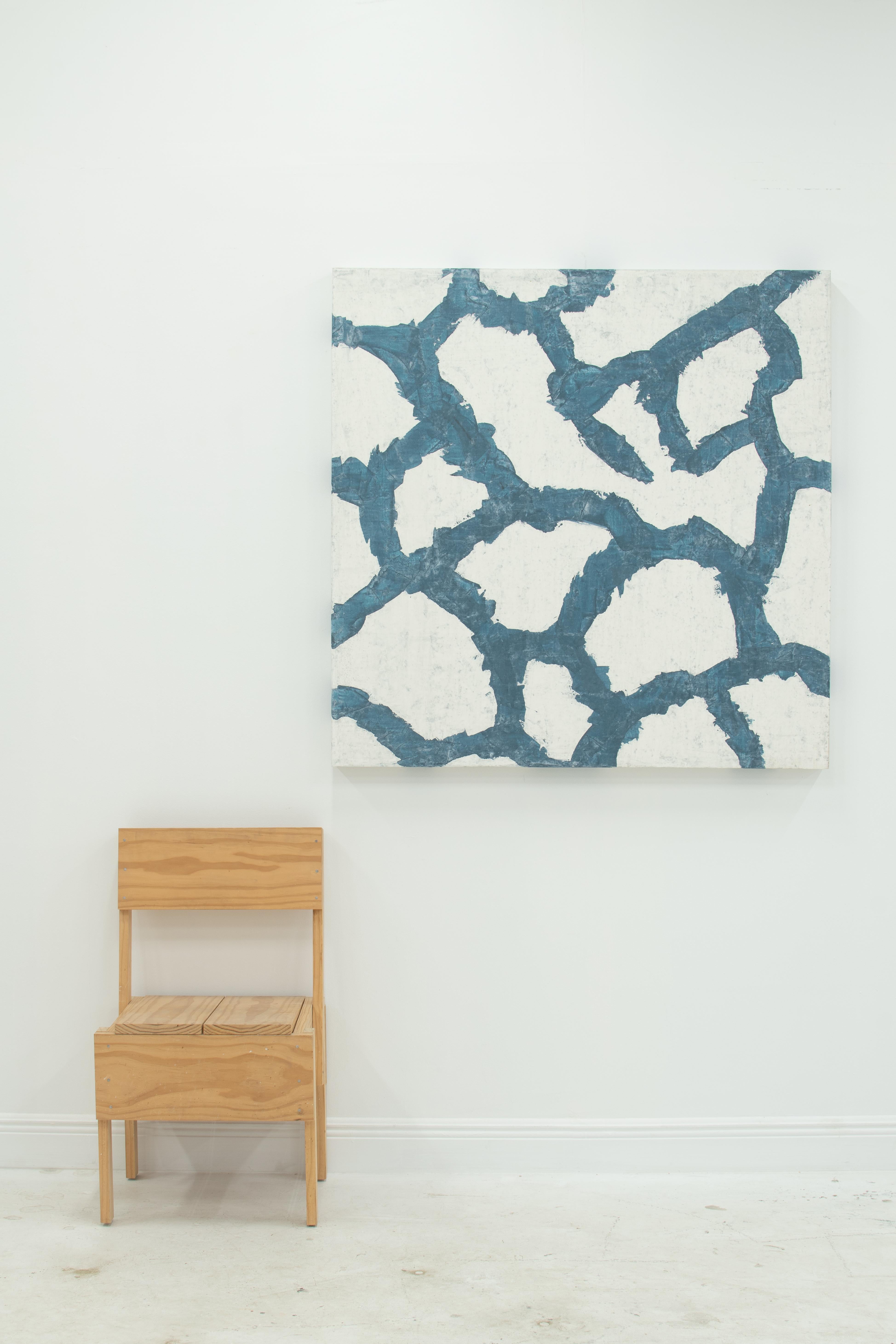 Clear Waters - 3 pièces peinture abstraite bleue et blanche en plâtre et acrylique  8